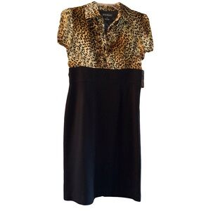 Leopard Print and Black Dress